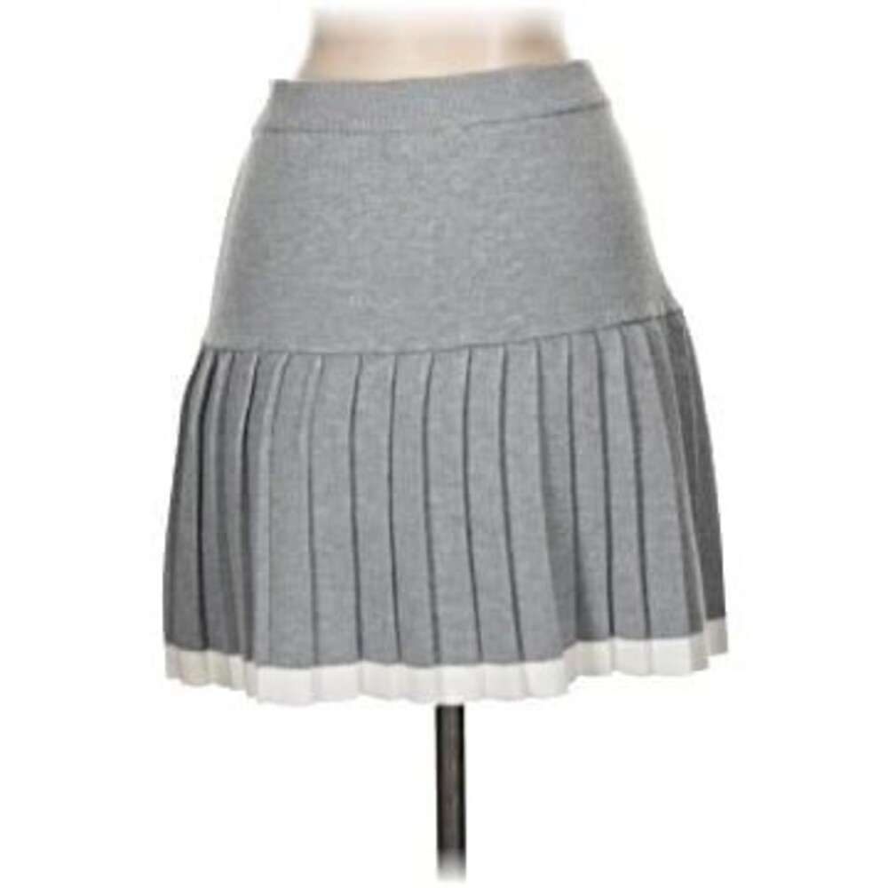 Freshman 1996 Elastic Waist Knitted Contrast Trim Pleated Sweater Skirt L